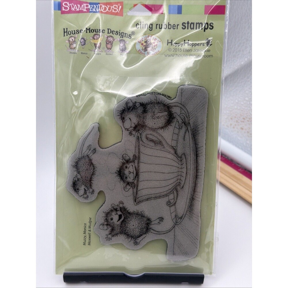 STAMPENDOUS House Mouse Coffee Crazy Cling Mount Stamp Retired HMCR99 Caffeine